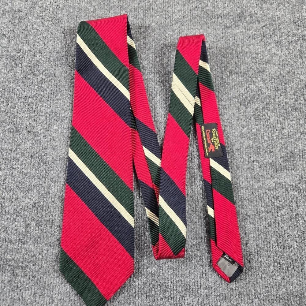 Robert Talbott Best of Class Tie Mens Red Green Navy Striped Silk Hand Sewn